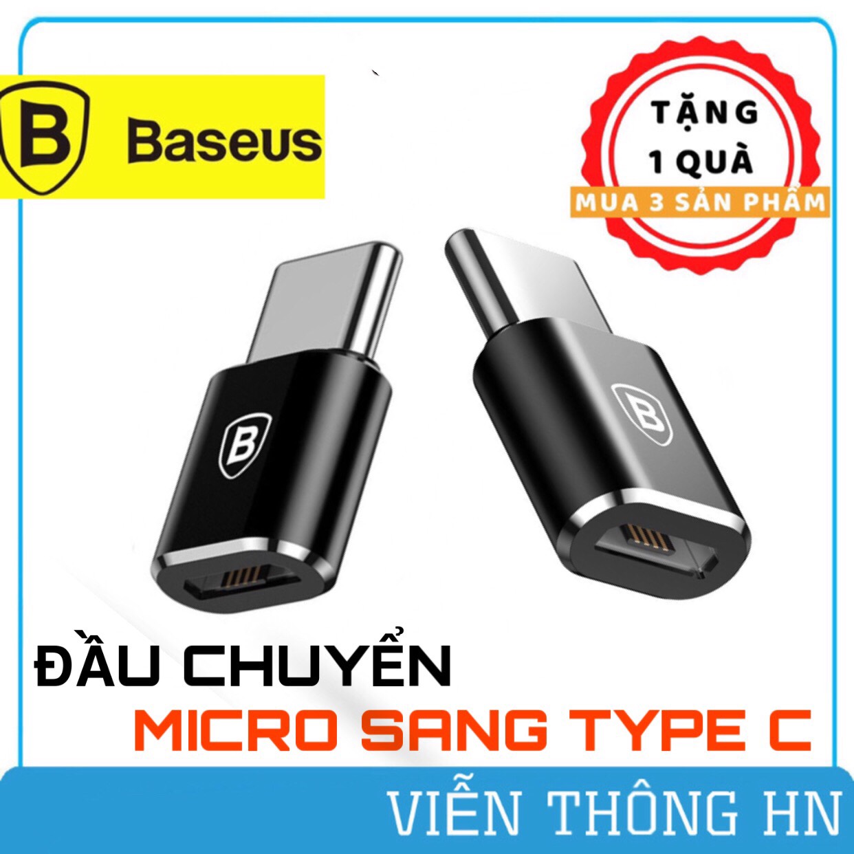 Đầu chuyển jack chuyển đổi từ micro usb sang type c Baseus cho điện thoại androi