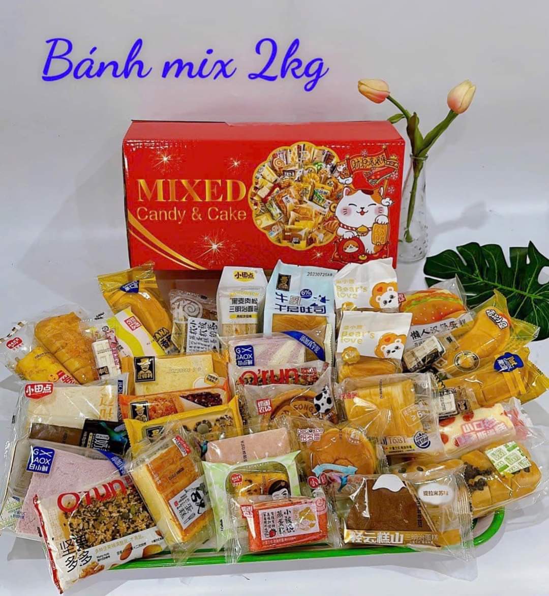 1KG bánh mix đài loan bánh bông lan bánh mì tươi bánh xốp quy sandwich đồ ăn vặt Siêu Hot