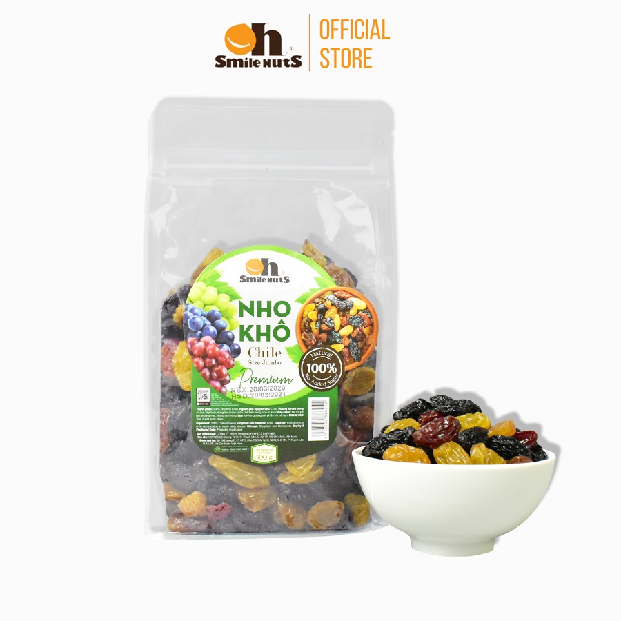 Nho khô mix Chile Thượng Hạng Smile Nuts túi 500g