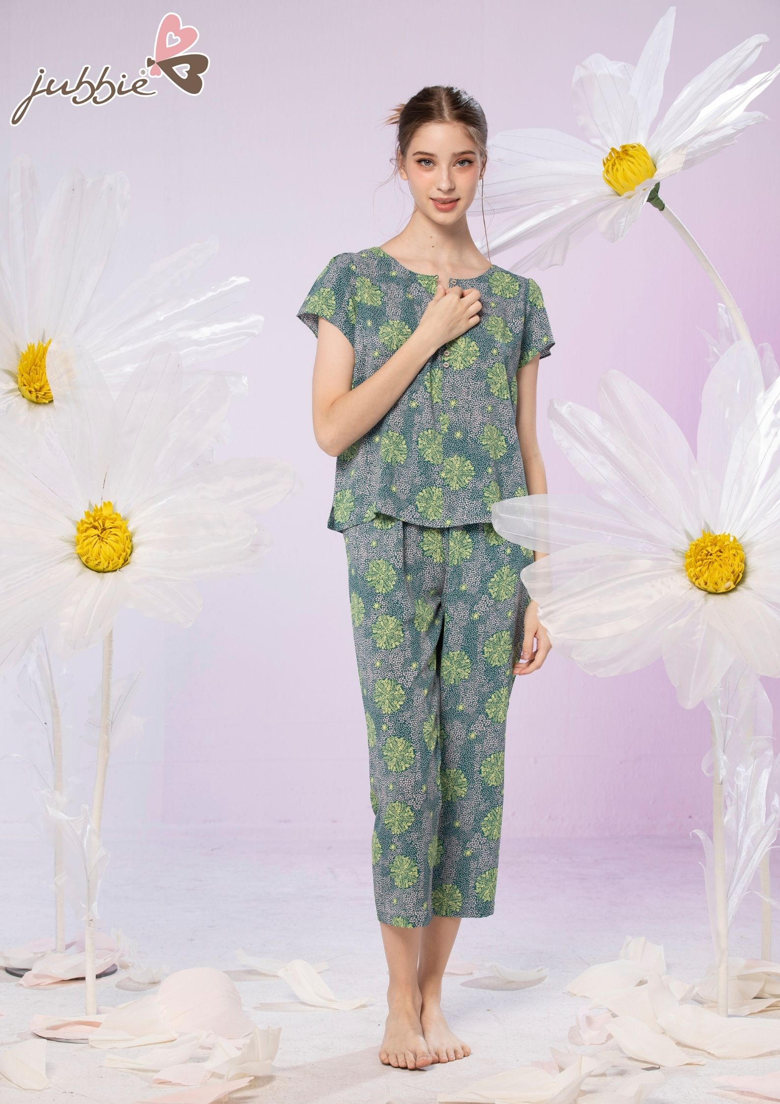 Bộ lửng cổ tròn xẻ trụ mặc nhà Jubbie 93235
