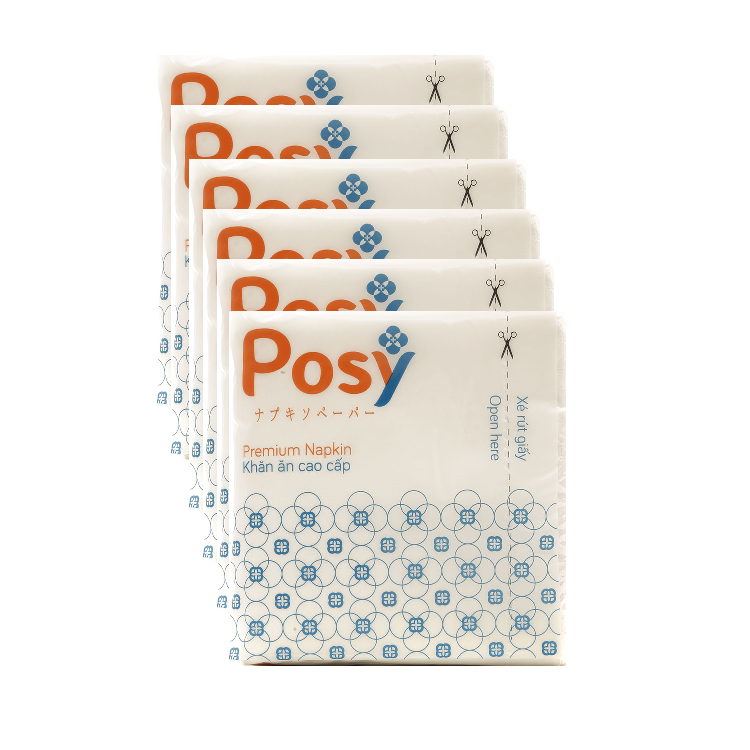 Combo 6 gói  Khăn giấy ăn cao cấp Posy Premium 02 lớp 150 miếng/ gói (220x110)( Dạng rút)