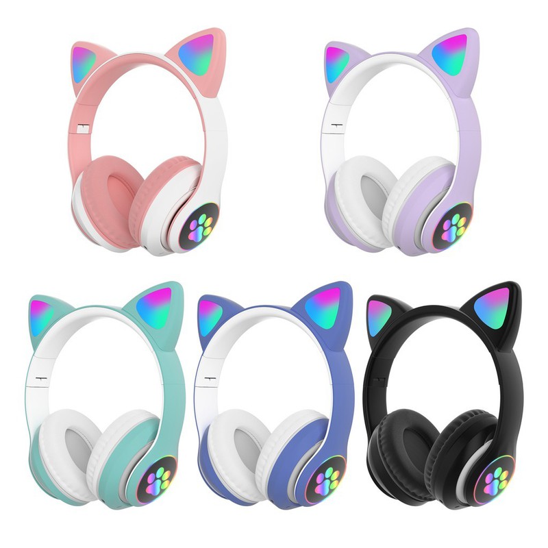 Tai nghe chụp tai bluetooth hxz-b39 tai mèo có đèn led phát sáng có mic bluetooth 5.0 tai nghe bluetooth hxz-b39 nghe nhạc cực hay và sành điệu.