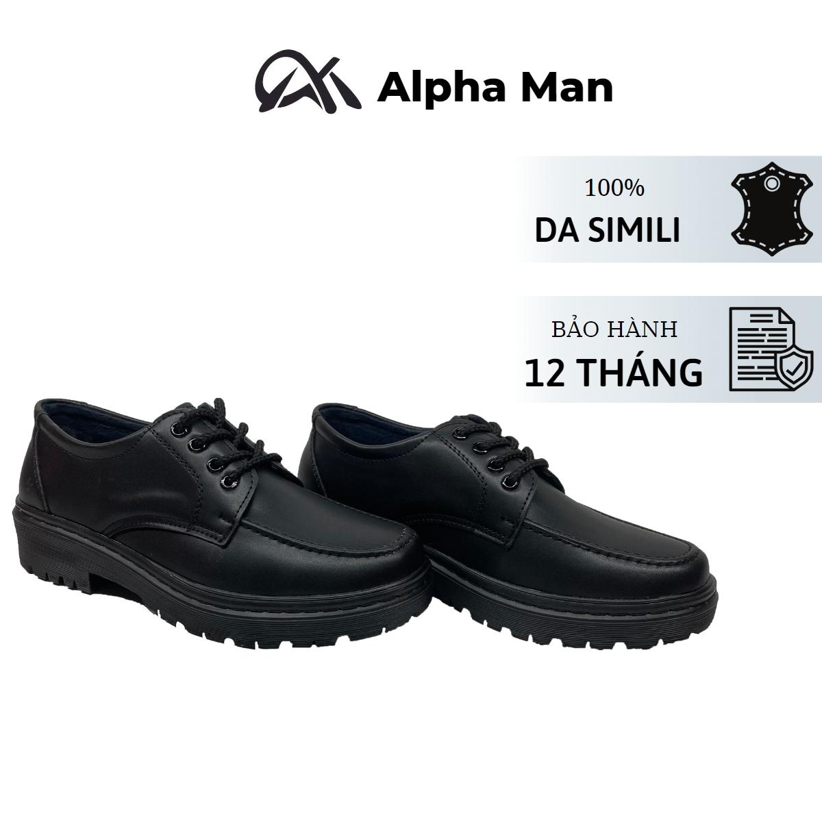Giày đốc nam da bóng khâu viền đế, đế đốc cao su tăng chiều cao, giày alpha đốc mc03