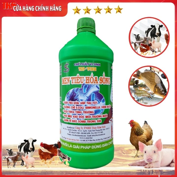 [1 Lít] MEN TIÊU HÓA SỐNG Hấp Thu Tốt, Khống Chế E.coli,  Kích Thích Tăng Trưởng