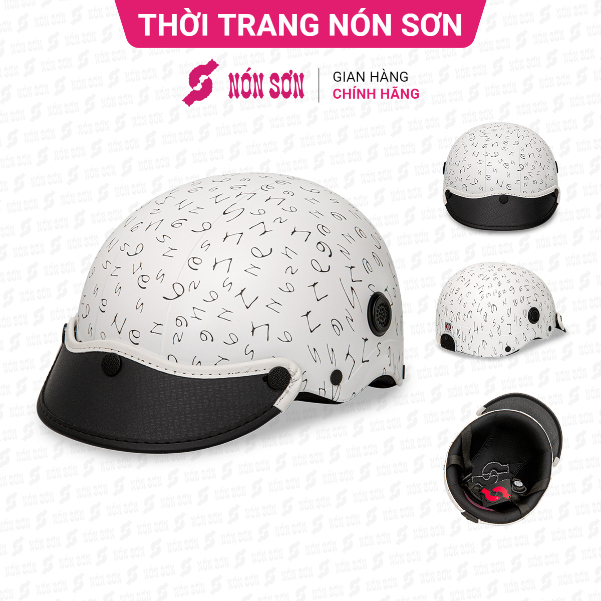 Mũ bảo hiểm nửa đầu lỗ thông gió hoa văn NÓN SƠN chính hãng MP-TR083