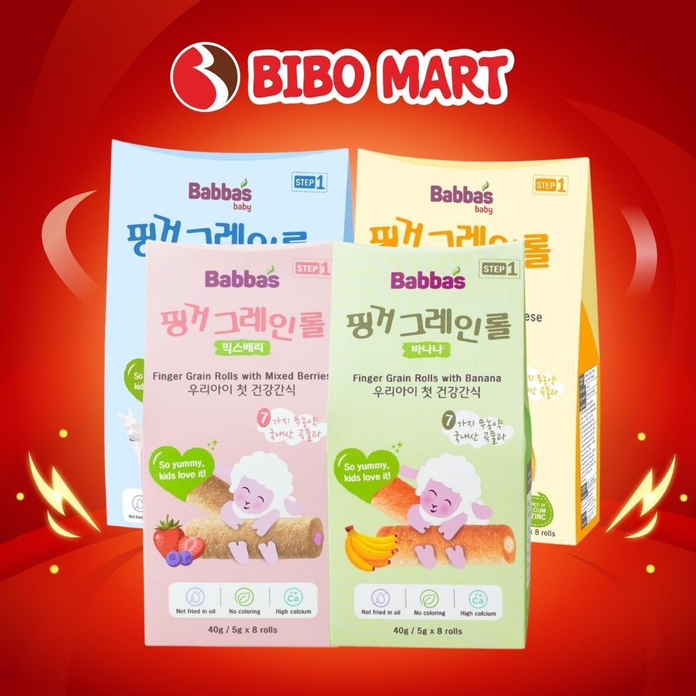 Bánh Ngũ Cốc Babba's Vị Chuối/Sữa/Dâu/Phô Mai 40g Cho Bé Trên 8 Tháng - Bibomart