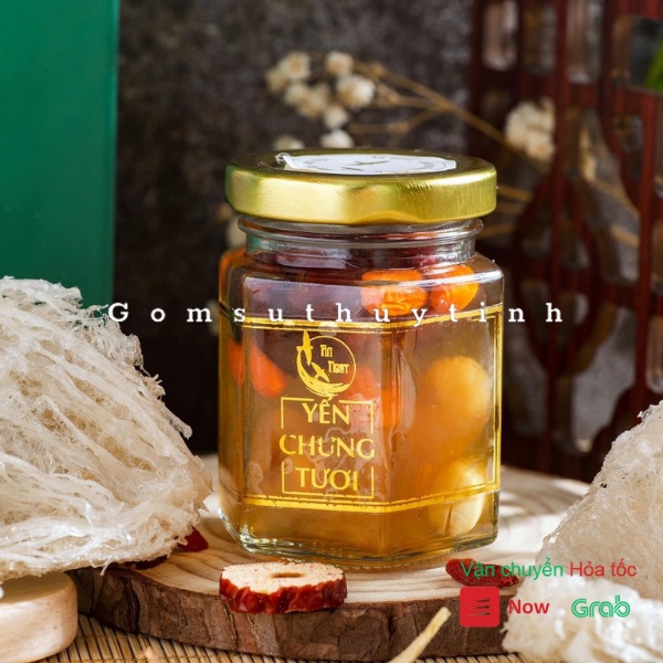 Hủ thủy tinh lục giác 80ml đựng thực phẩm, yến sào