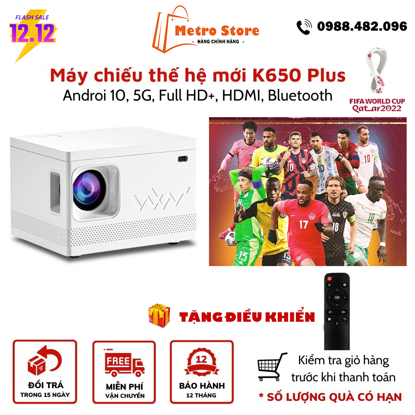 máy chiếu mini, máy chiếu, máy chiếu android 4k- Máy chiếu mini KAW650, KAW550 full HD 1080P hệ điều hành android 9.0 đồng bộ với điện thoại không dây hình ảnh sắc nét âm thanh sống động - RAM 8G, ROM 64G, bảo hành 12 tháng
