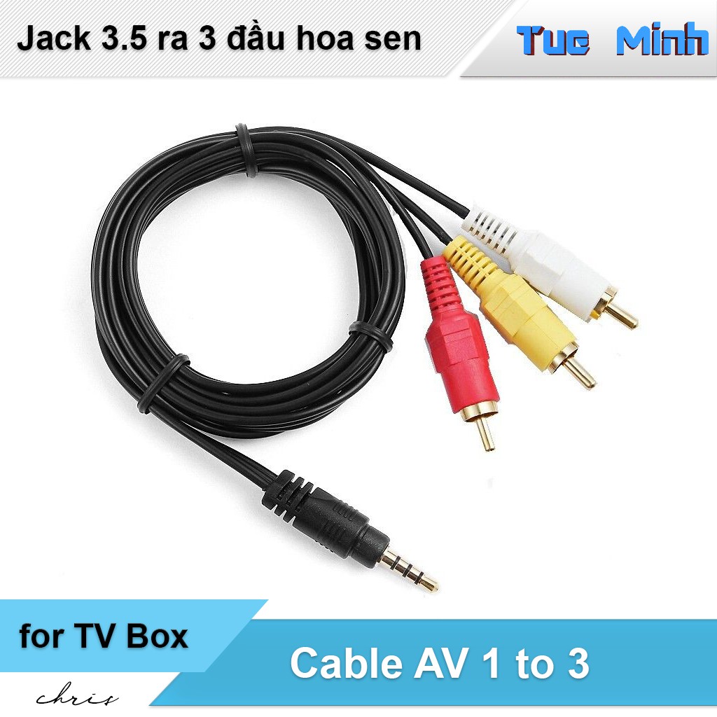 Cable av 1 to 3 - cáp 1 đầu jack 3.5 ra 3 đầu hoa sen
