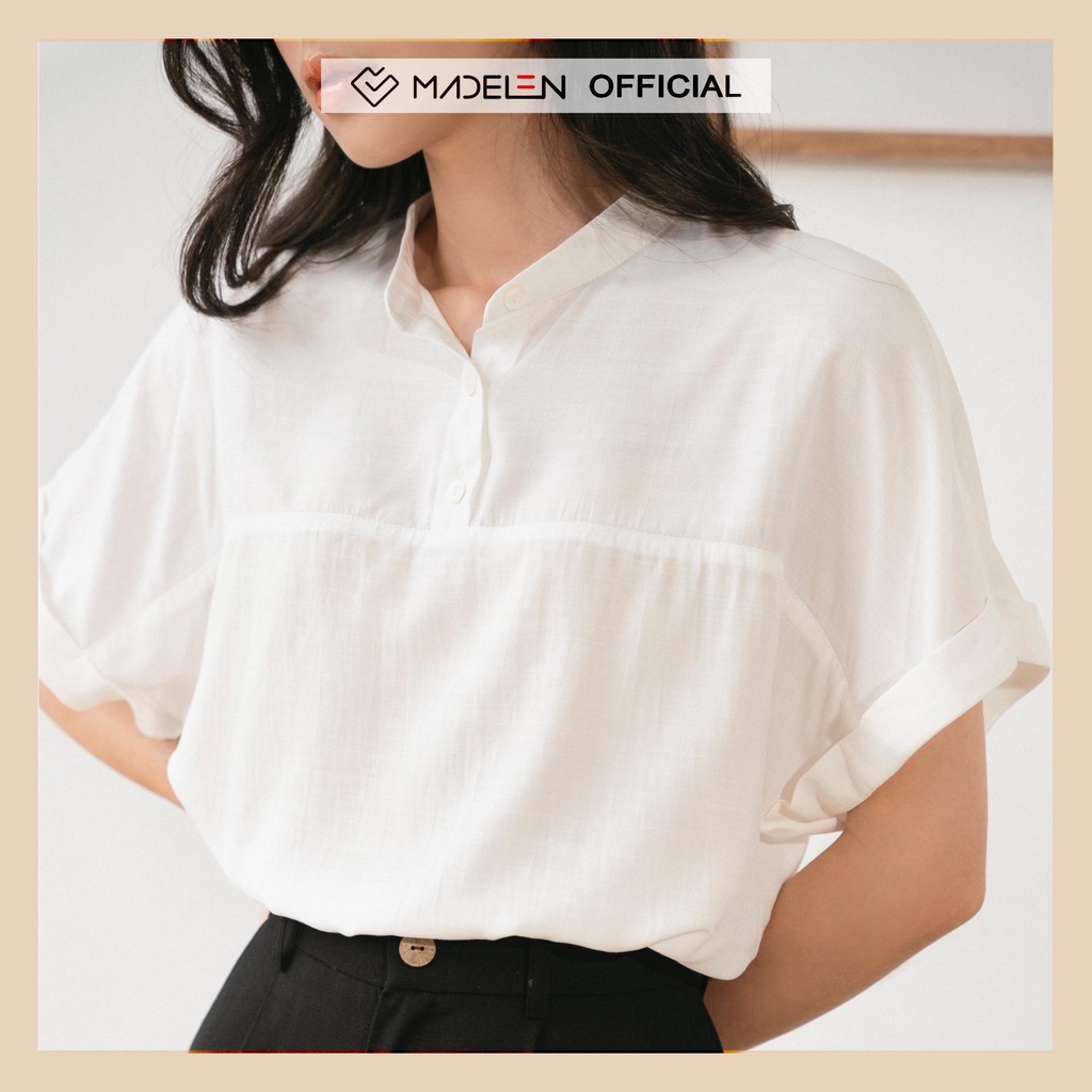 Áo sơ mi ngắn tay cánh dơi nữ MADELEN cổ tàu bổ trụ