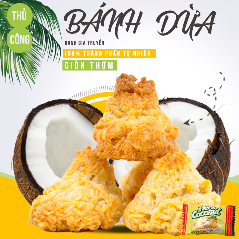 Bánh dừa nướng - hưng long - sợi dừa tươi nướng - 250g
