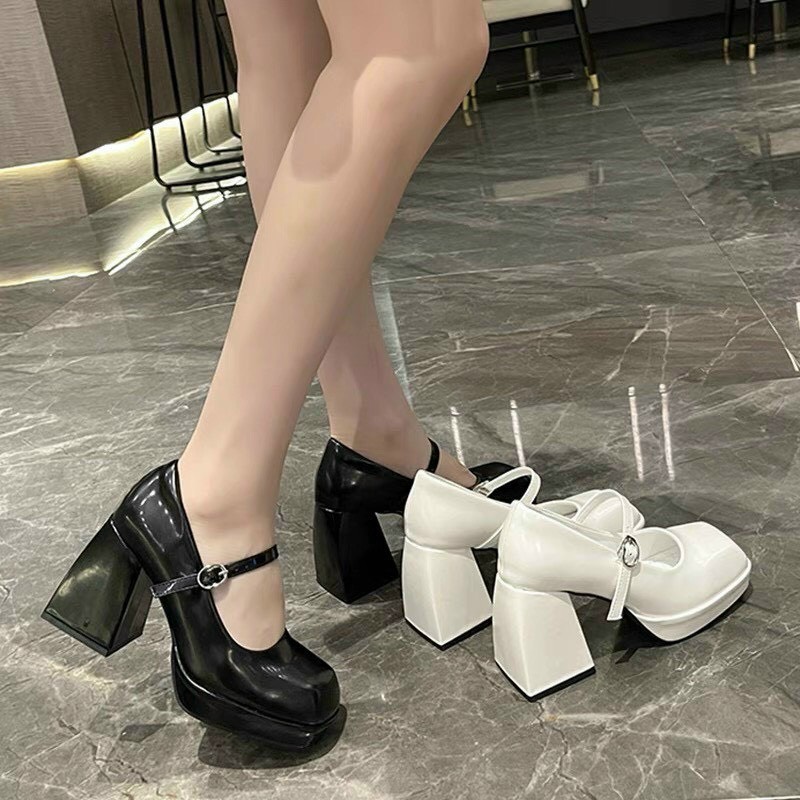 Giày cao gót nữ Barbie siêu Hot Hit gót vuông 9P mũi đúp chất da bóng bản cao cấp form chuẩn đẹp cực tôn dáng