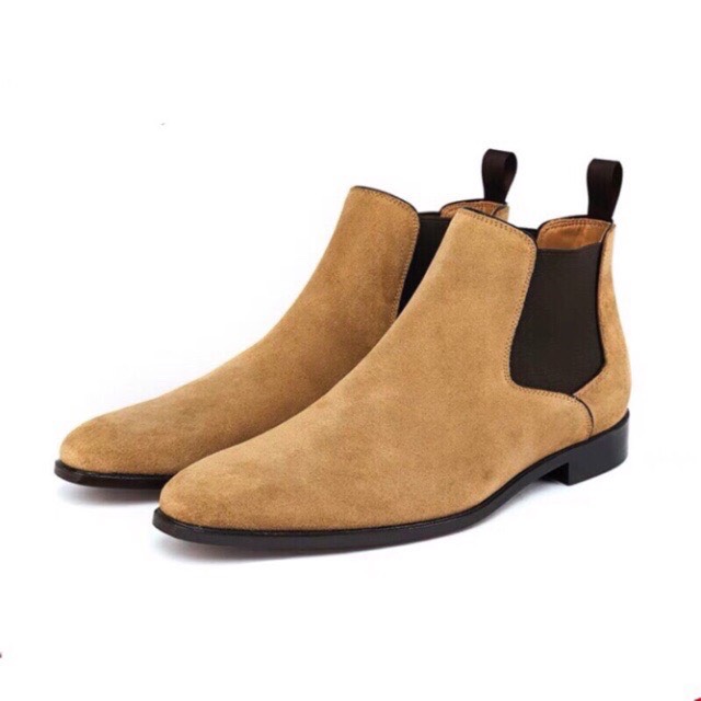Giày nam,giày cao cổ chelsea boot nâu nỉ siêu đẹp