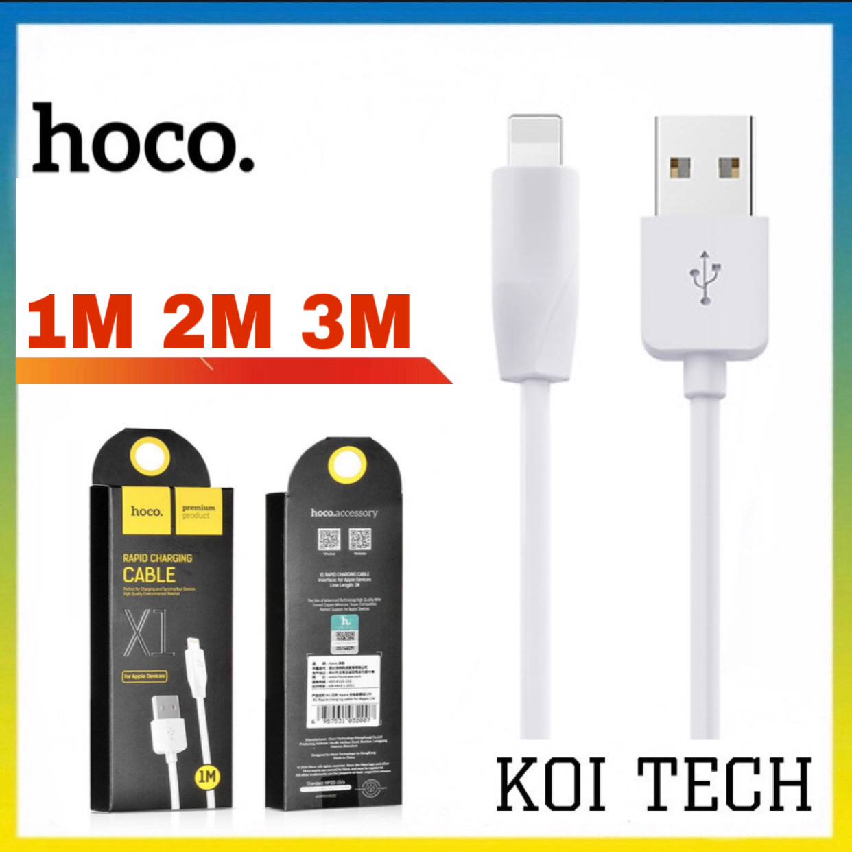 Cáp sạc dây sạc nhanh hoco x1 cho iphone ipad - cáp lightning 1m và 2m chống gập gãy đầu sạc phù hợp các dòng điện thoại từ IP 5 trở lên - KOI TECH