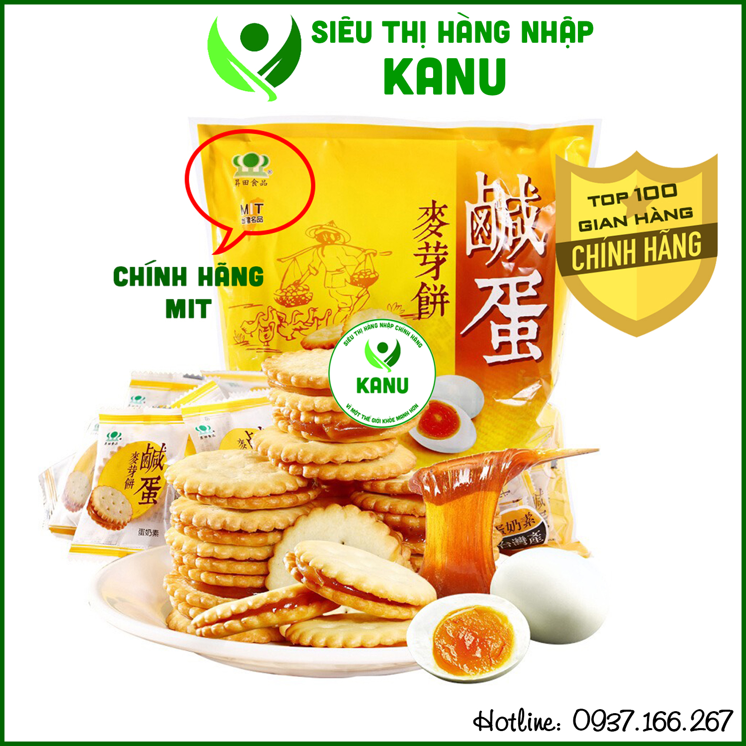 Bánh quy trứng muối chính hãng MIT Đài Loan 500g