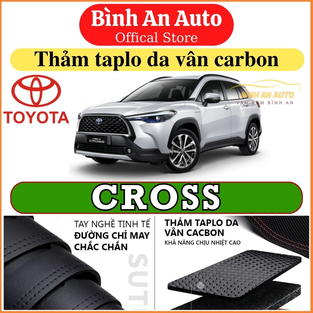 Thảm taplo TOYOTA COROLLA CROSS, thảm phủ taplo da dập vân cacbon cao cấp - Bình An Auto