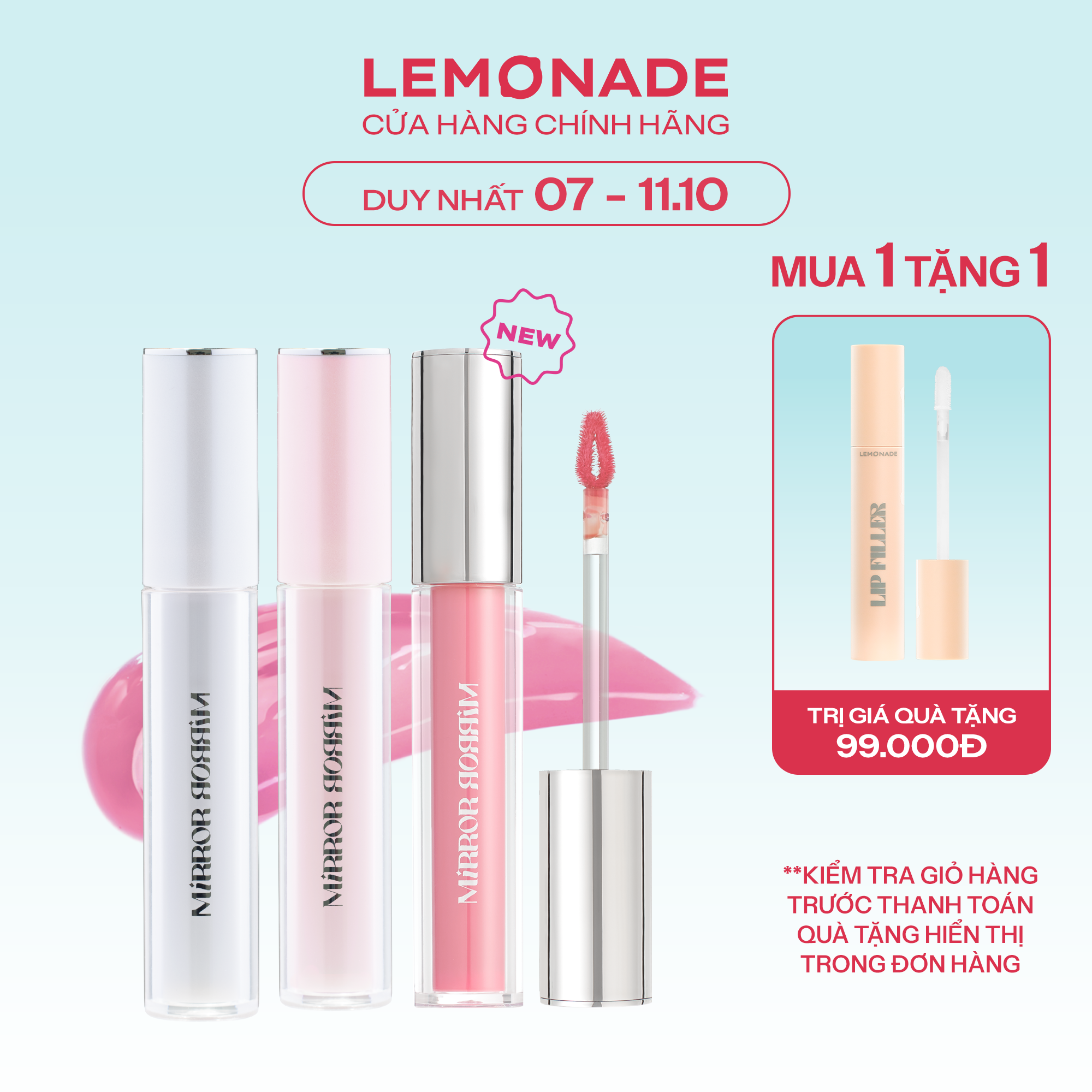 [Voucher] Son tint bóng không dính bền màu Lemonade Mirror Mirror Water Tint 4g