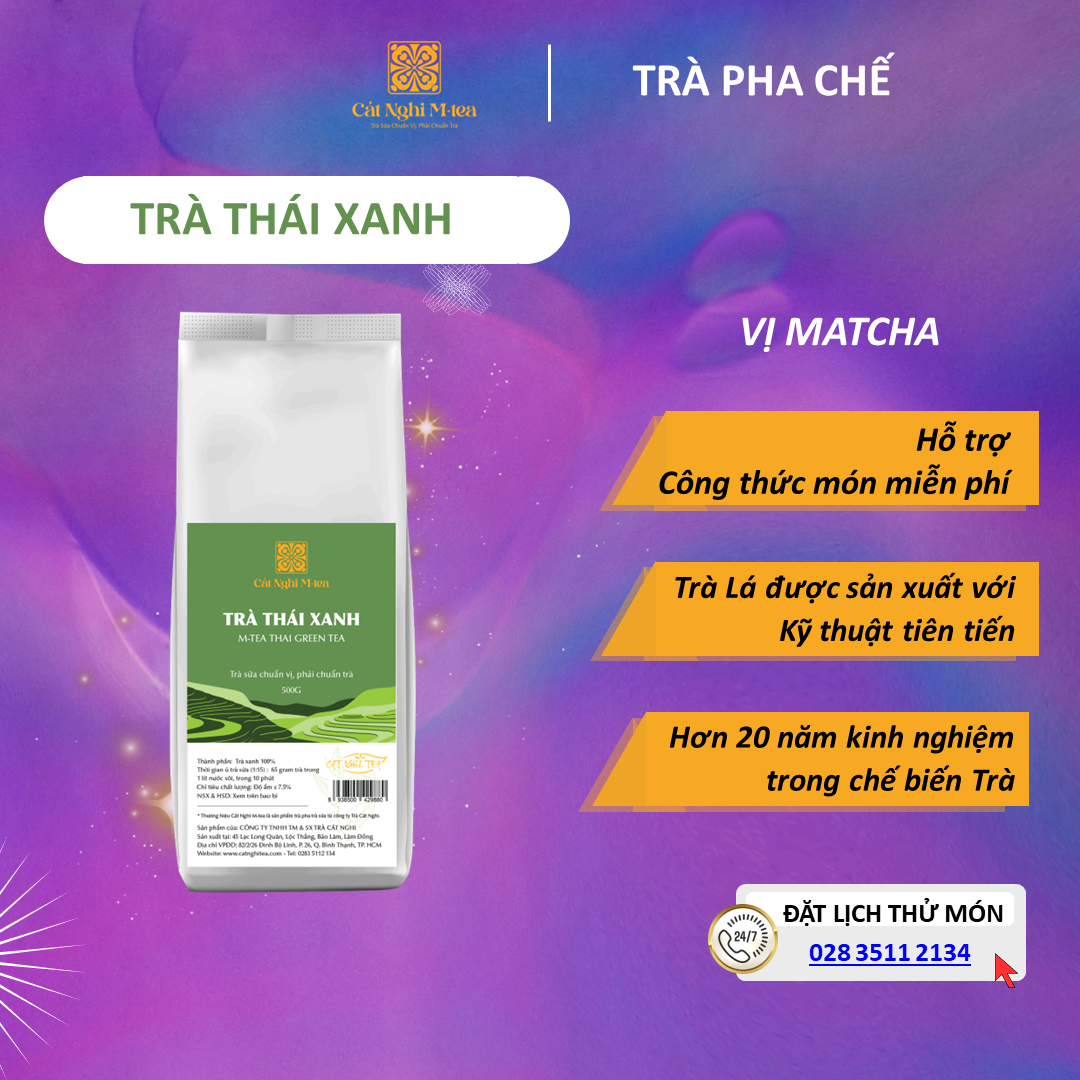 Trà Thái Xanh Trà xanh CAT NGHI TEA, Nguyên liệu chuẩn pha trà sữa và trà trái cây thơm ngon