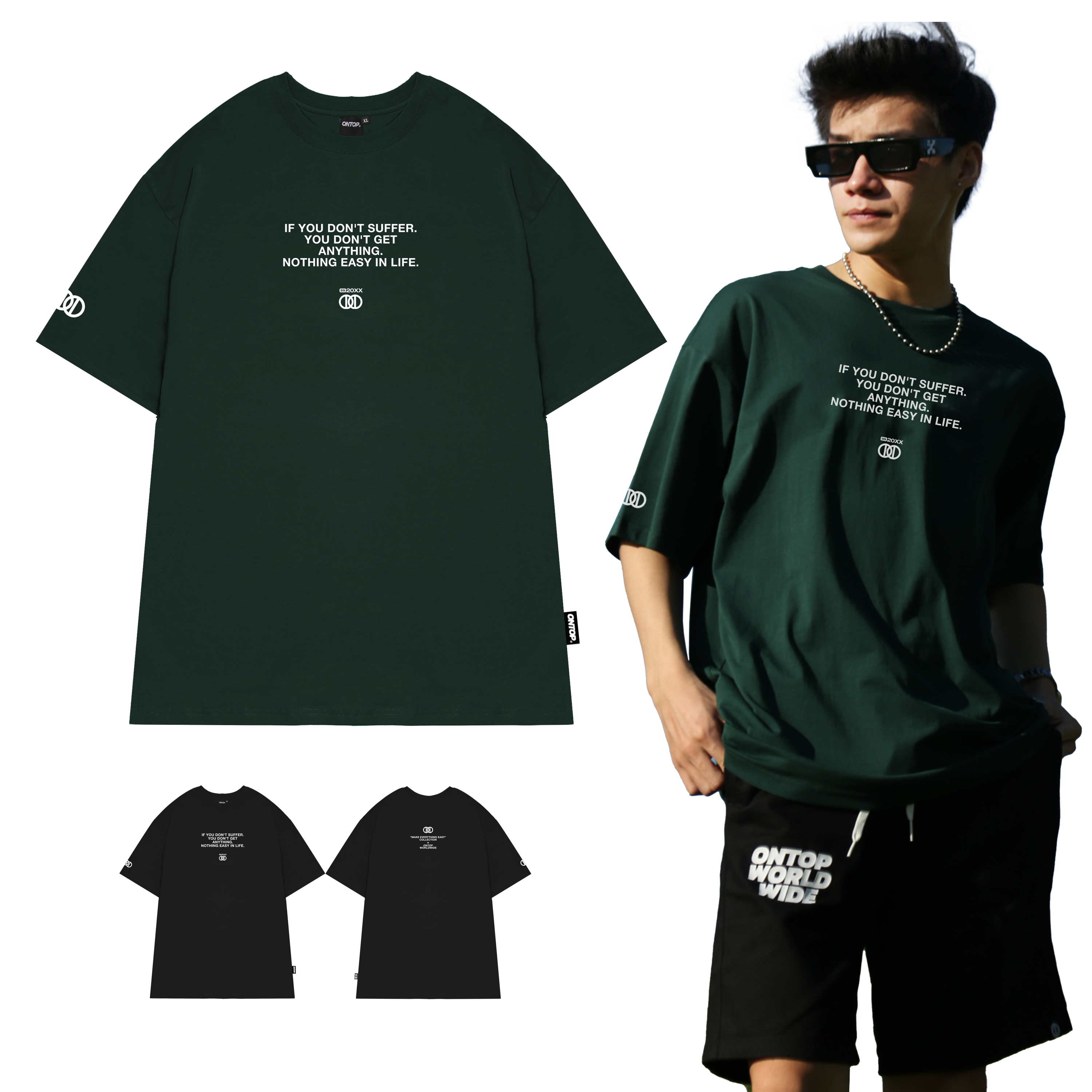 Áo thun local brand chính hãng ONTOP form rộng tay lỡ - Nothing Easy Tee O19-T9