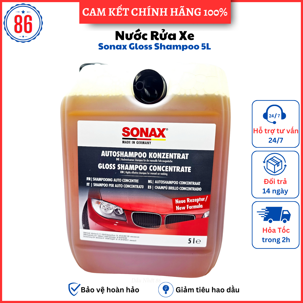 Nước rửa xe sonax gloss shampoo 5l – 314500