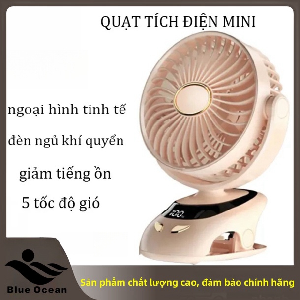 Mới cầm tay Clip Desktop Fan USB sạc ánh sáng ban đêm cắm trại ngoài trời Mini Mini Fan cầm tay Baby Cart Silent Electric Fan 15000mah Độ bền kéo dài