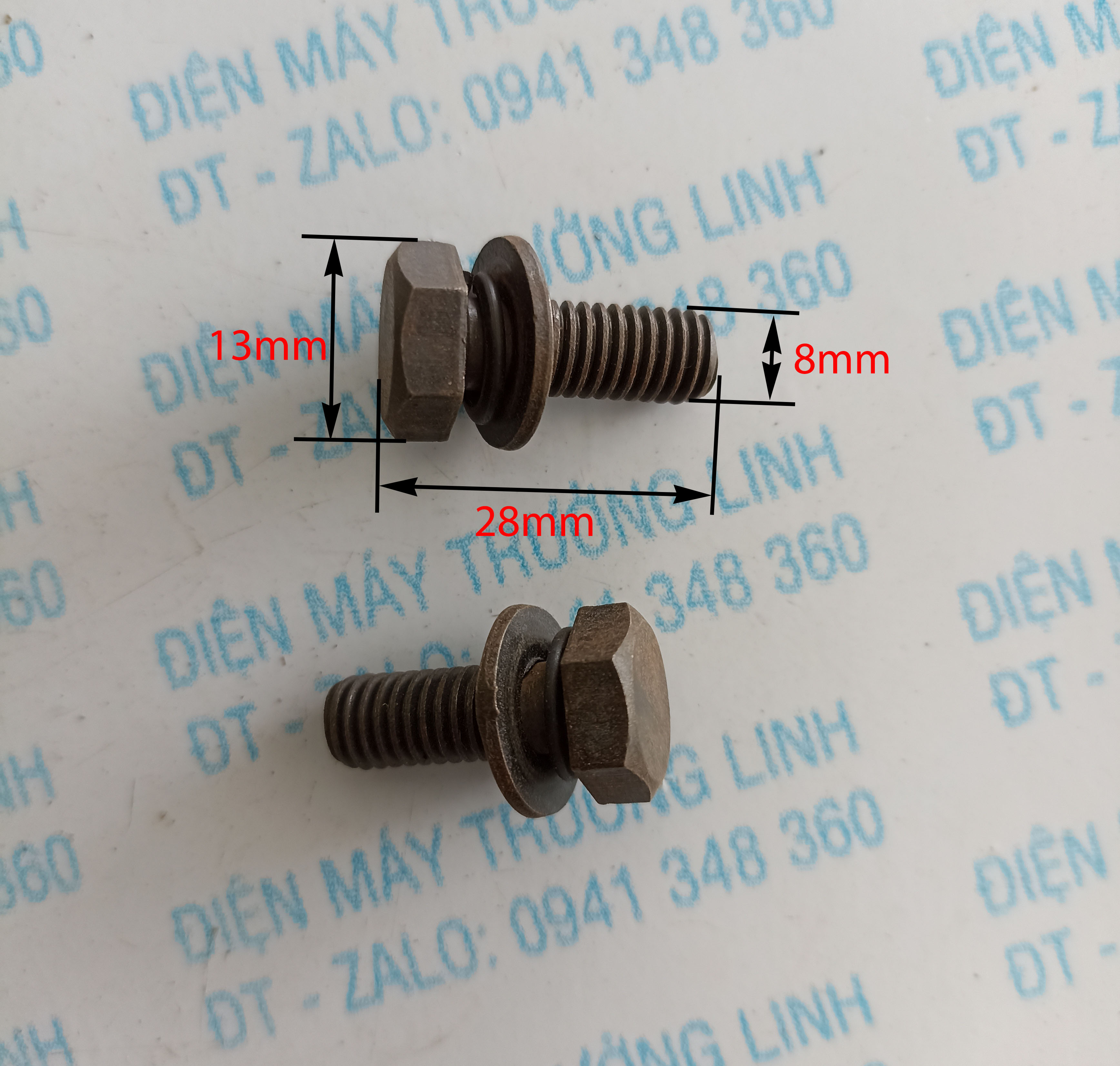 Bu lông ốc trục 8 ly ren ngược lắp dầu dao, dầu bò máy cắt cỏ