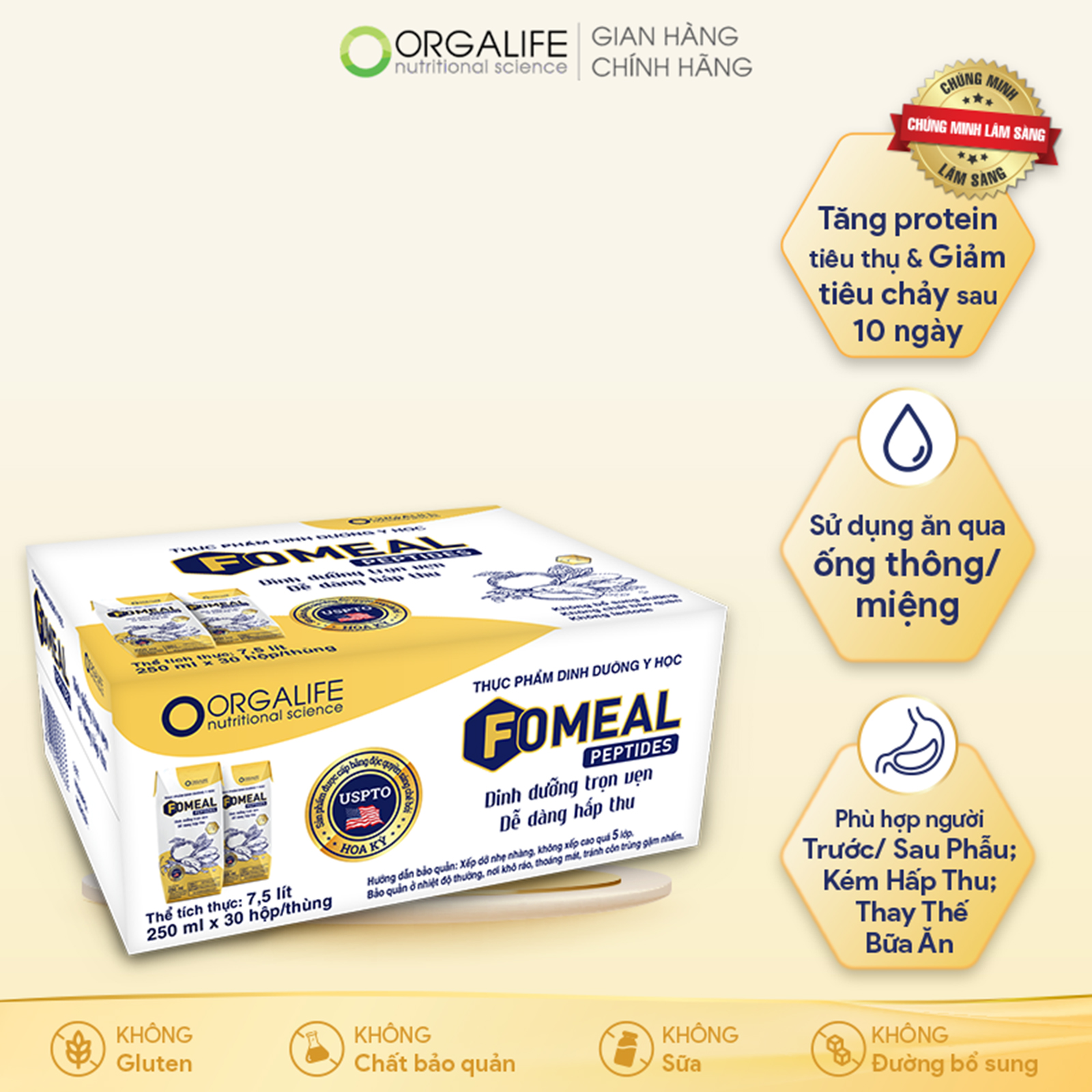 FOMEAL PEPTIDES - Soup Uống Dinh Dưỡng Người Kém Hấp Thu - Lốc 3 x 250ML