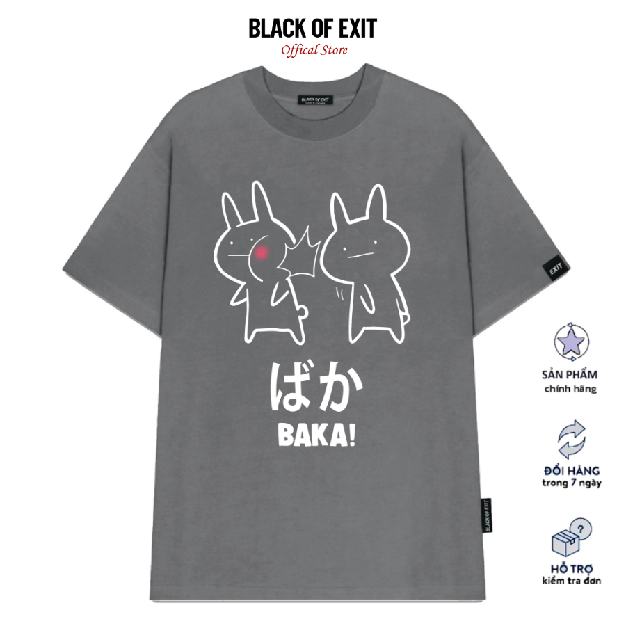 Áo thun unisex BLACK OF EXIT Baka phông tay lỡ nam nữ form rộng Local Brand