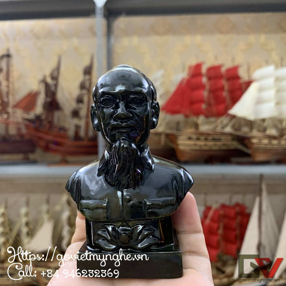 [HCM]Tượng đá trang trí tượng bán thân Bác Hồ Chủ Tịch Hồ Chí Minh - Size Nhỏ Cao 10cm - Màu nâu đen