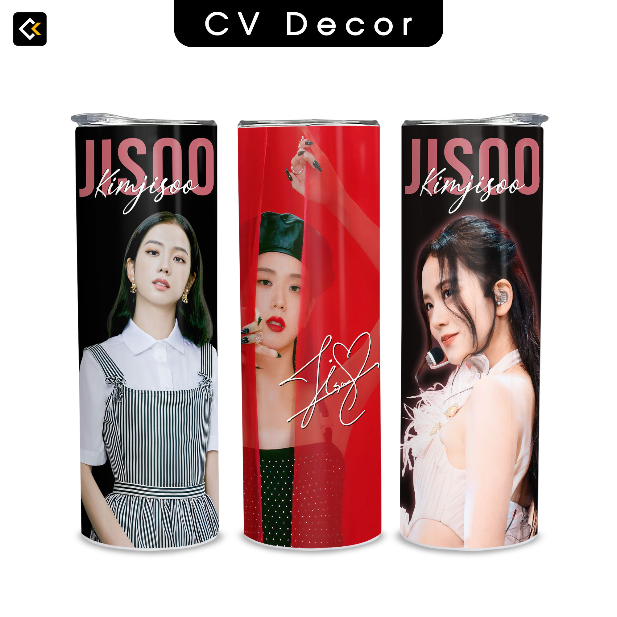 Bình giữ nhiệt blackpink jisoo - ly giữ nhiệt blackpink jisoo-bình nước blackpink jisoo - 2 lớp thép không gỉ sus304 - 600ml