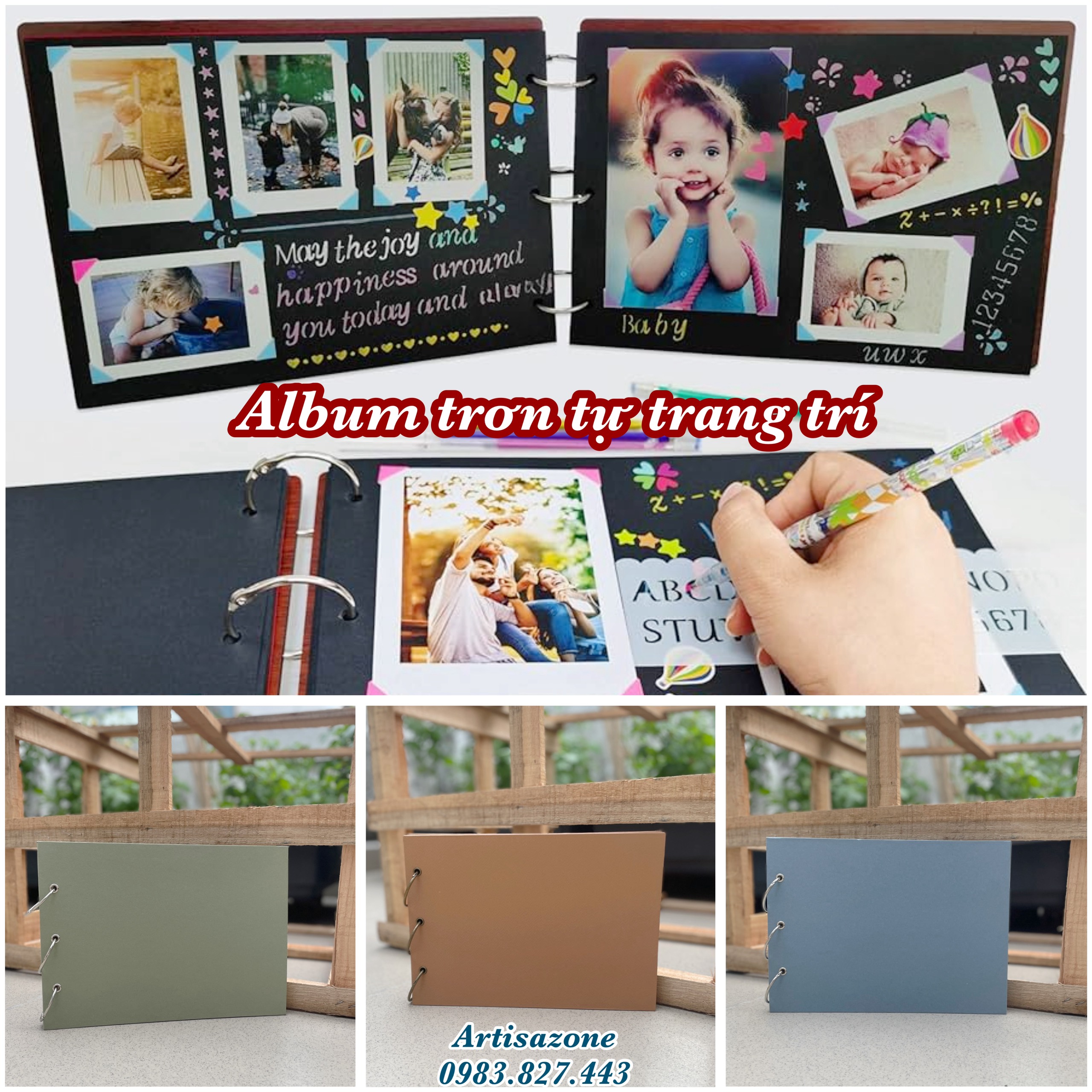 Album dán ảnh tự trang trí - Scrapbook handmade - 01 quyển -