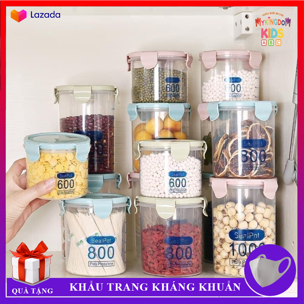 [ Combo ] Set 3 Lọ Bảo Quản Đồ Khô - Thiết Kế Nhỏ Gọn Có Thể Xếp Chồng Ngăn Nắp - Chất Liệu Cao Cấp An Toàn Cho Thực Phẩm