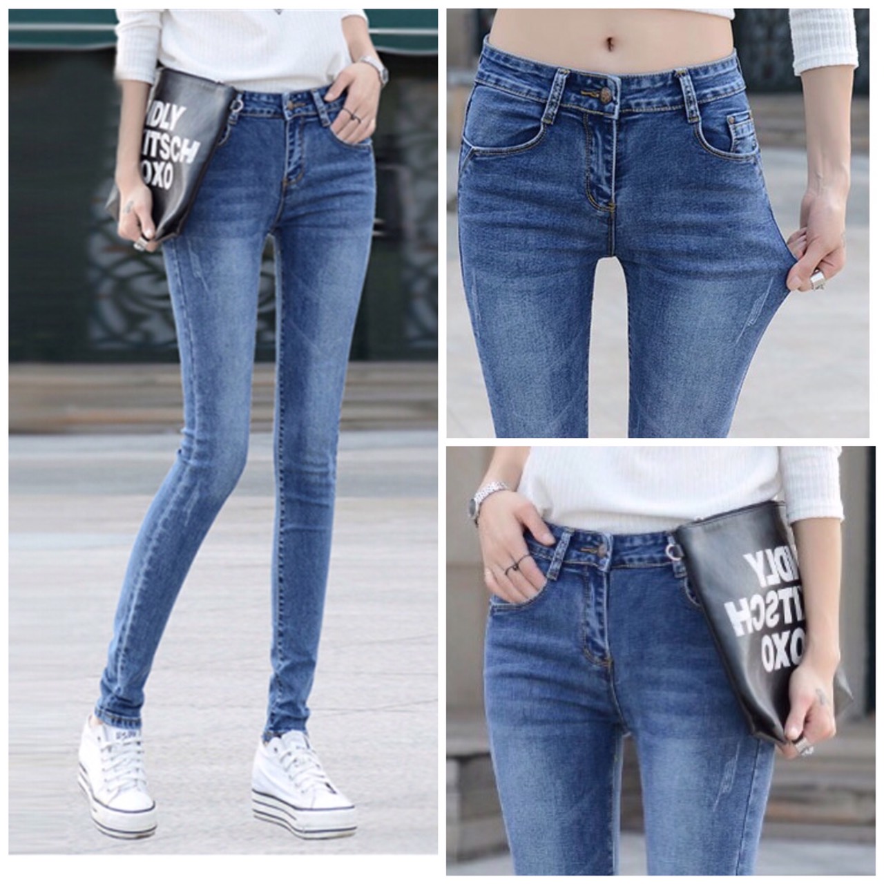 [FreeshipMAX] [HCM]Quần jean nữ CO GIÃN tốt cào xướt nhẹ  size từ 26->35 Hoặc áo thun sọc hồng