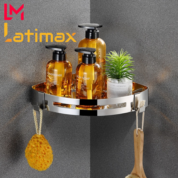 Kệ góc nhà tắm 1 tầng tam giác Latimax KPT03 Inox 304 dán tường không khoan đục, chống nước chống gỉ sét - Tặng kèm keo dán chuyên dụng và ốc vít