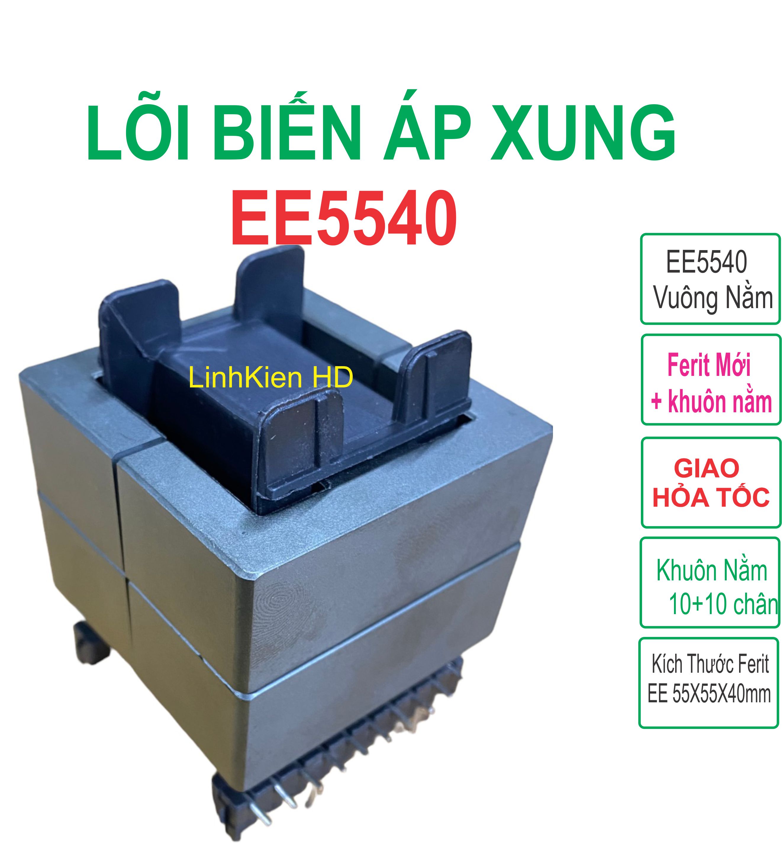 Lõi biến áp xung đôi ee5540 khuôn nằm 10+10 chân linhkien hd