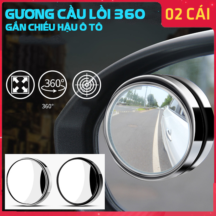 Bộ 2 gương cầu lồi chiếu hậu xóa điểm mù xe hơi 360 độ gắn ô tô, xe máy
