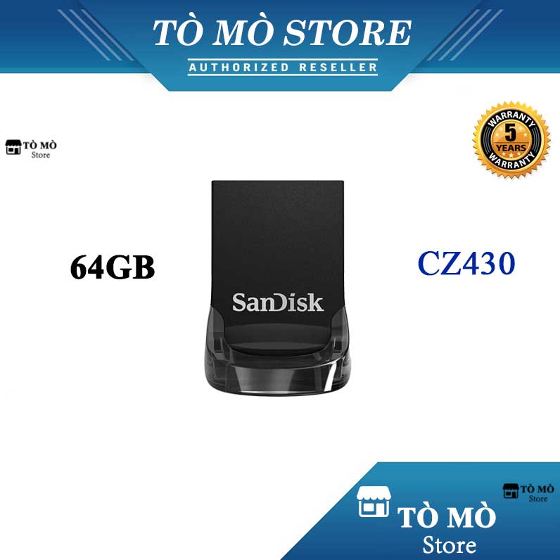 Usb 3.1 sandisk ultra fit cz430 64gb 130mb/s - bảo hành 5 năm