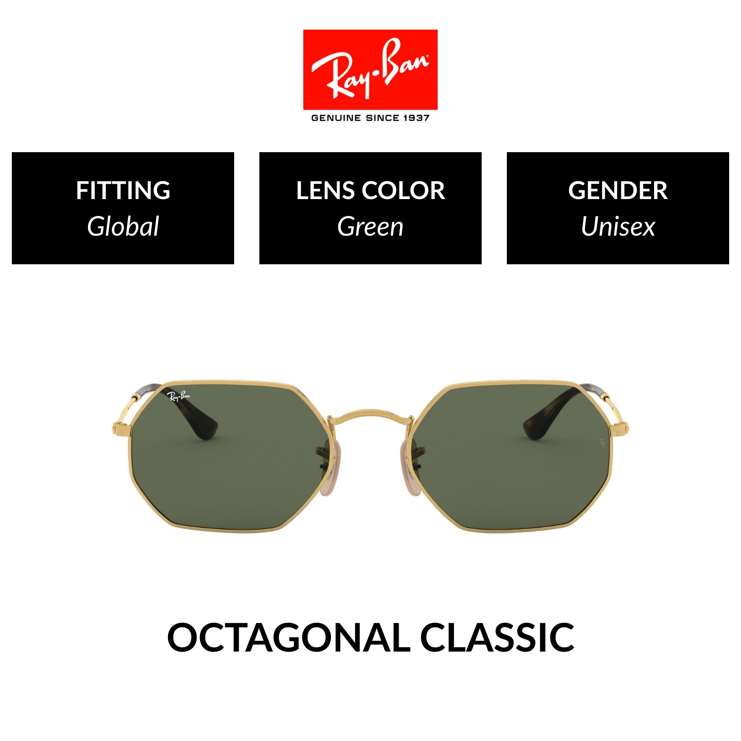 Mắt kính ray-ban octagonal - rb3556n 1 - kính mát size 53