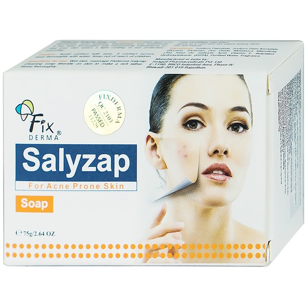 Xà Phòng Đặc Trị Mụn, Giảm Thâm Do Mụn Trứng Cá Và Mụn Đầu Đen-Fixderma Salyzap Soap 75G-THƯƠNG HIỆU MỸ, SX TẠI INDIA