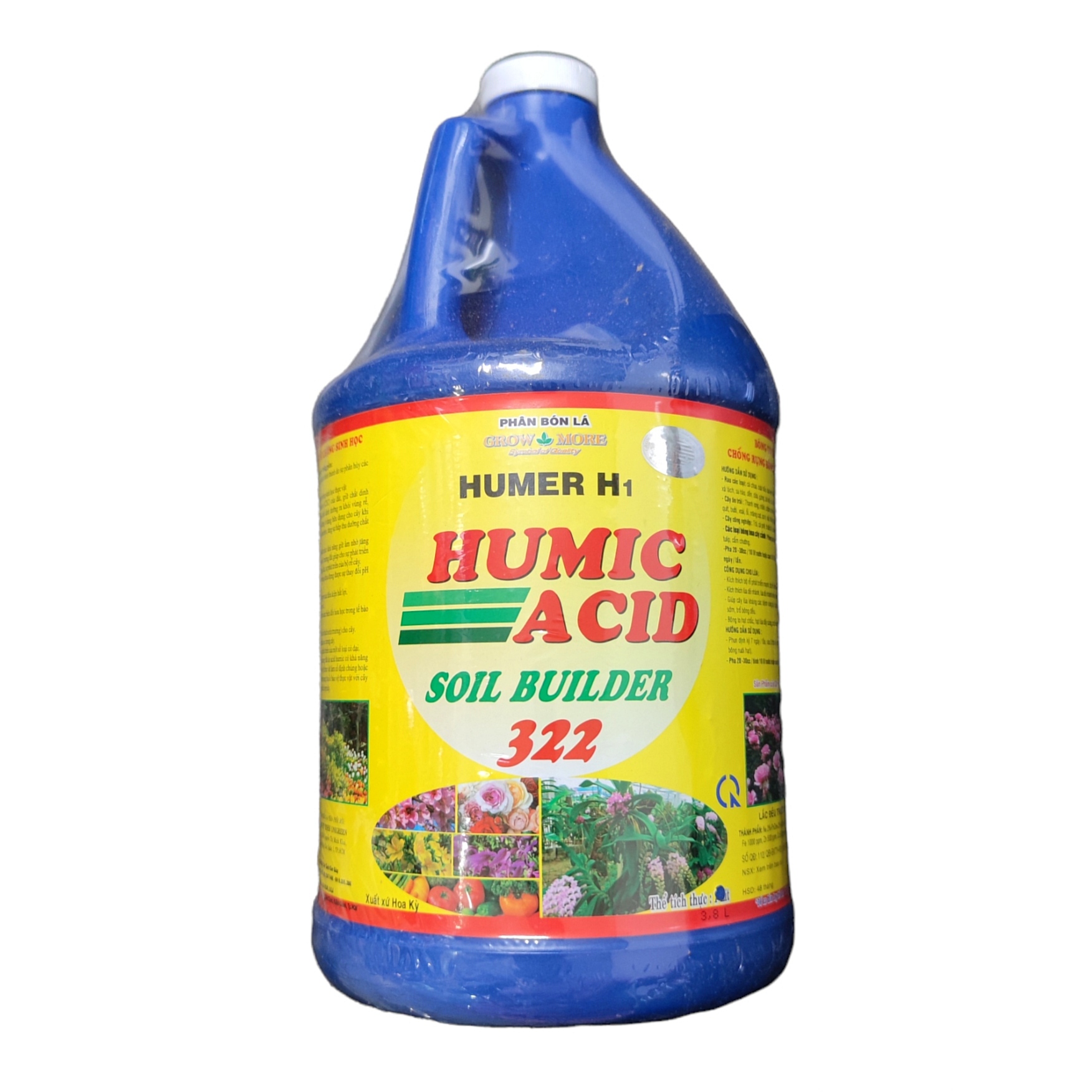 Phân bón lá Humic Acid 322 can 3.8 lít hàng growmore mỹ
