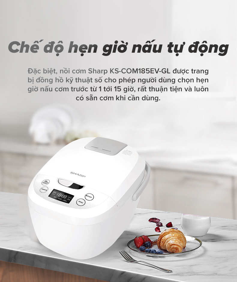 Nồi cơm điện tử sharp ks-com185ev-sl 18 lít
