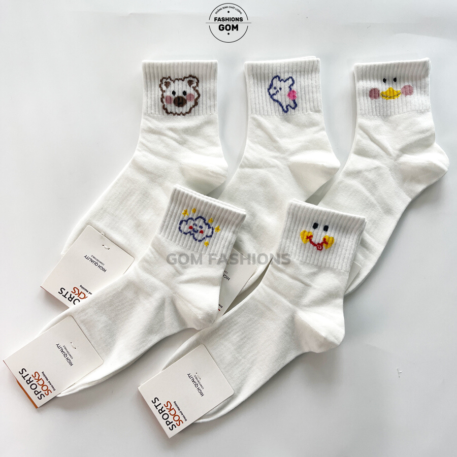 Tất nữ cổ trung thời trang dễ thương hàn quốc, vớ nữ cổ lửng cotton cao cấp êm mềm thoáng khí - lisu12-lung-hinhthu