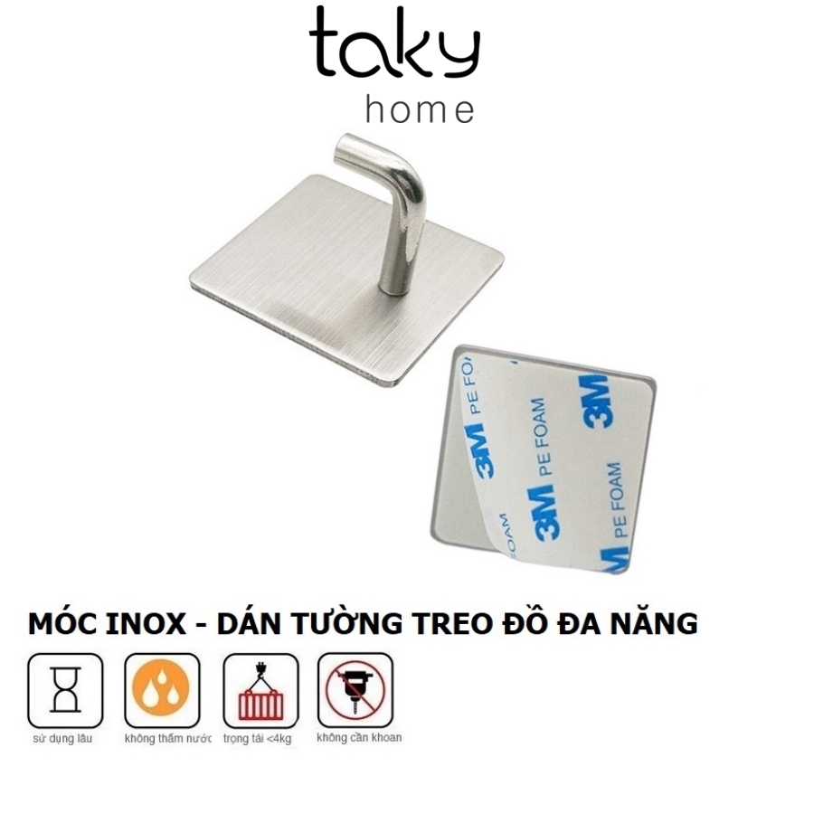 Móc Dán Tường Siêu Dính, Móc Treo Đồ Đa Năng, Móc Treo Quần Áo Gắn Tường, Móc Dính Tường Chịu Lực, Móc Inox Treo Đồ Dùng Trong Gia Đình, Không Cần Khoan Đục, Sử Dụng Miếng Dán 3M Siêu Chắc Chắn. TakyHome 2005
