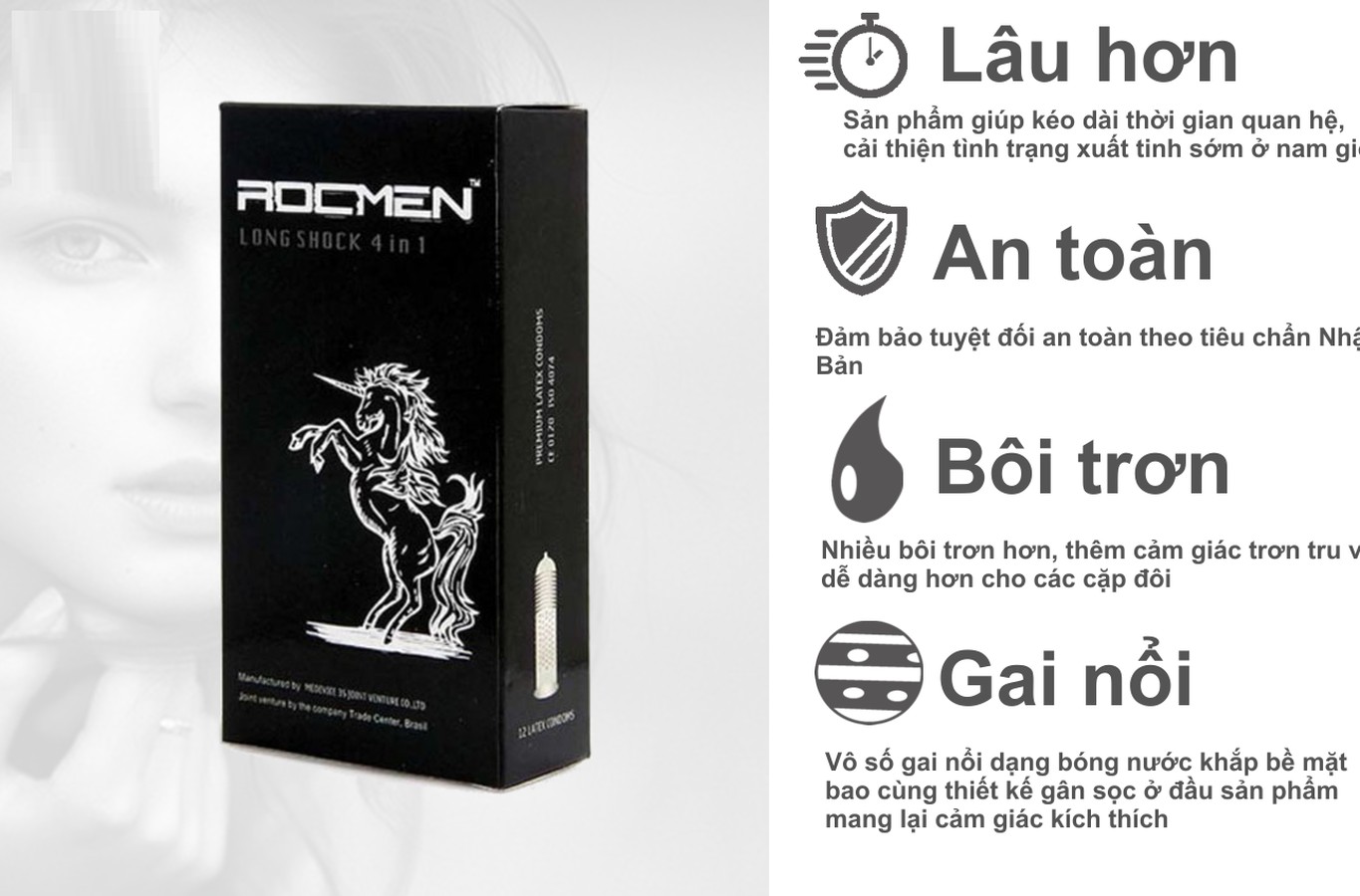 Genuine rocmen Black Dragon condom-rocmen long shock a stunning experience