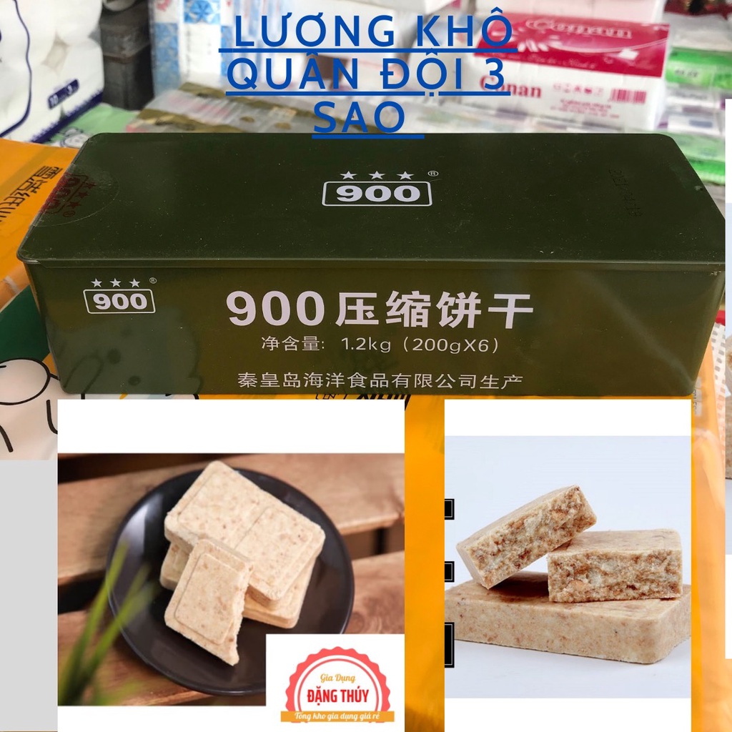 Lương Khô Trung Quốc Lương Khô Quân Đội 3 Sao 900 Thùng Sắt Loại 1,2kg Dinh Dưỡng Cao vị Cứng