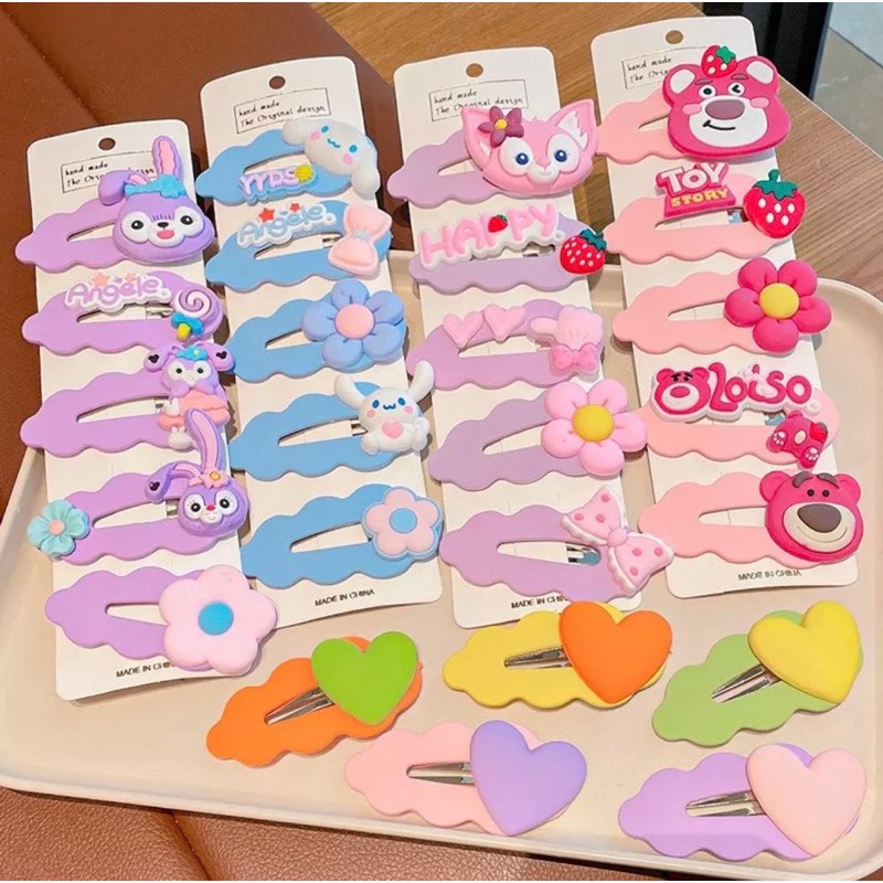 Set 5 kẹp tóc họa tiết hoạt hình disney dễ thương cho bé