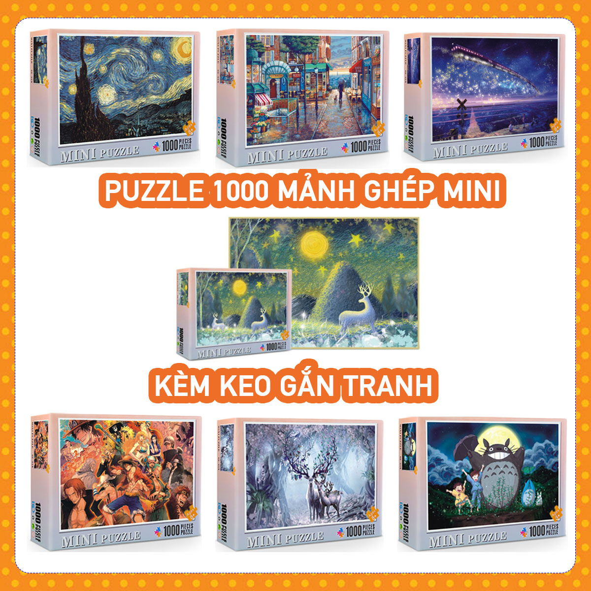 Tranh Ghép Hình 1000 Mảnh Giấy Mini Kèm Keo Dán Tranh/Jigsaw Puzzle 1000 Pieces/Puzzle 1000 Mini/Tranh Xếp Hình 1000 Mảnh/Tranh Xếp Hình Cho Bé Từ 7 Tuổi/Tranh Nhiều Chủ Đề/Tranh Phát Triển Tư Duy/Bộ Ghép Hình