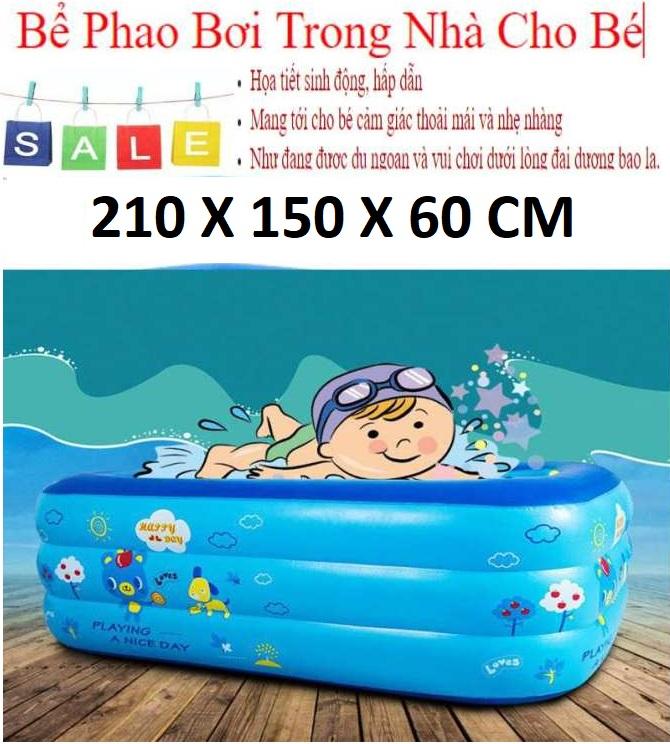Bể Bơi Cao Cấp - Bể Bơi Phao Cỡ Lớn Cho Gia Đình Chữ Nhật Kích Thước 210X150X60Cm Loại Cực Dày BH 12 Tháng