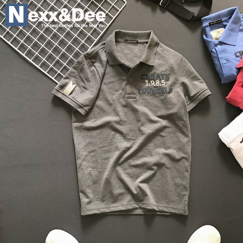 Áo thun nam polo có cổ vải cá sấu sọc ngang phối logo thêu cực đẹp axk037