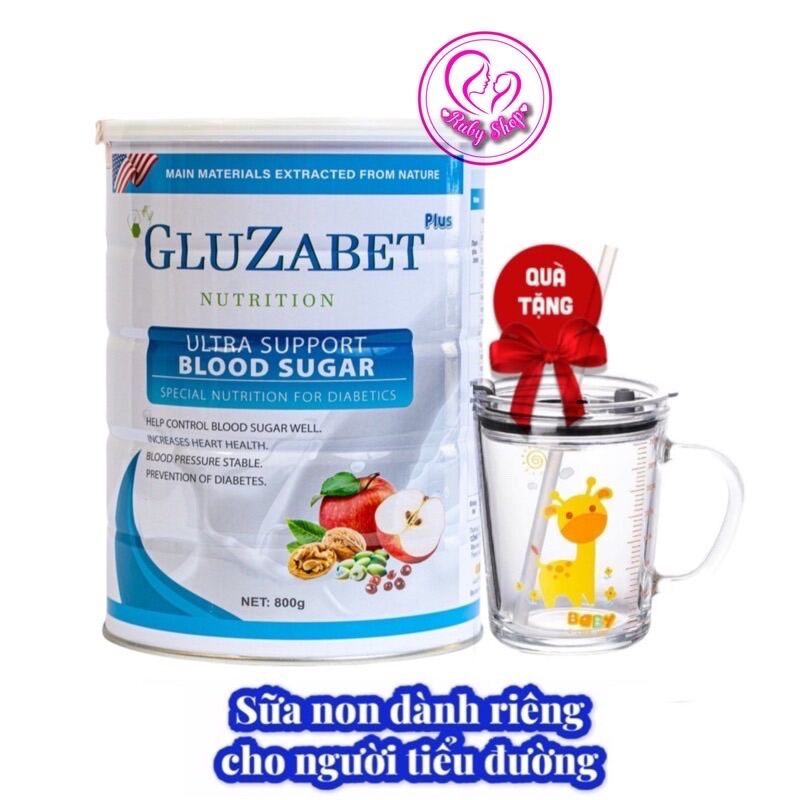 Sữa non tiểu đường Gluzabet lon lớn 800g vị táo chính hãng ổn định đường huyết